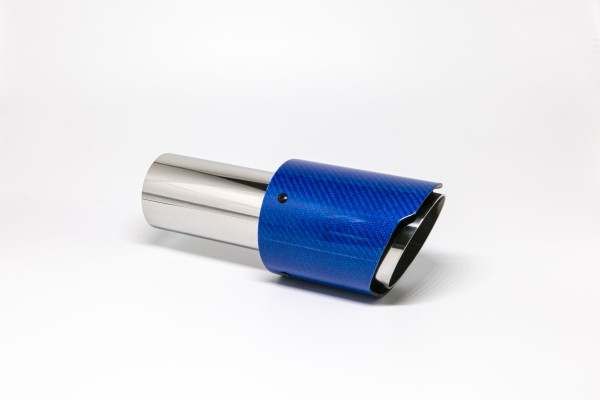 Endrohr 90mm rund Carbon scharf abgeschrägt blau glänzend (Aufpreis)
