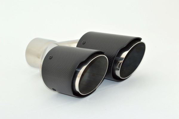 Endrohr Carbon 2x90mm rund scharf abgeschrägt versetzt links, schwarz (Aufpreis)