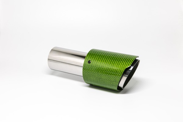 Endrohr 90mm rund Carbon scharf abgeschrägt grün glänzend
