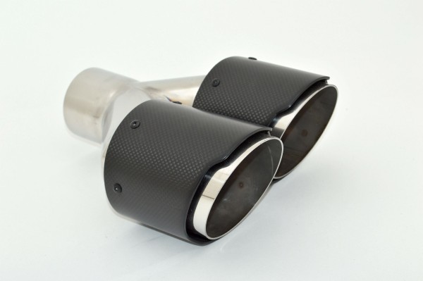 Endrohr Carbon 2x100mm rund scharf abgeschrägt versetzt rechts, schwarz (Aufpreis)